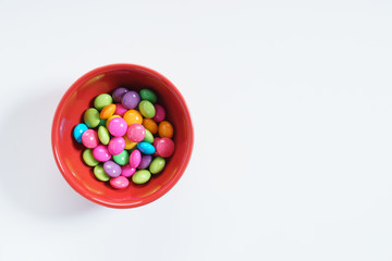 Colorful chocolate candies .