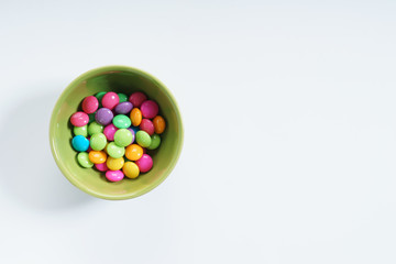 Colorful chocolate candies .