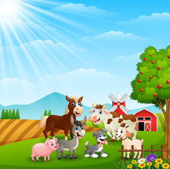 Obraz na płótnie Canvas Happy animals at farm background