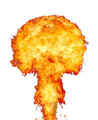 Explosion - fire mushroom. Mushroom cloud fireball from an explosion. Nuclear explosion. Symbol of environmental protection and the dangers of nuclear energy