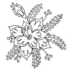 Abstract black line flower