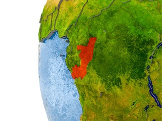 Map of Congo on model of globe