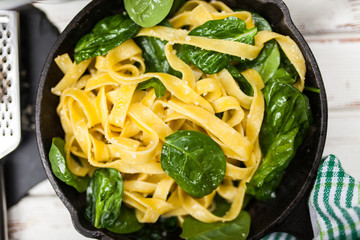 Spinach tagliatelle pasta