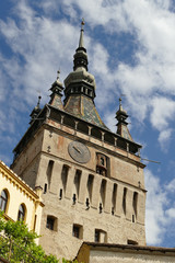Fototapeta na wymiar Romania, in the old town of Sighisoara, the Clock Tower