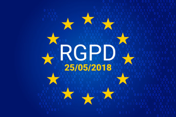 RGPD is GDPR: general data protection relation in French, Italian, Spanish. Vector