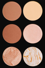 full frame shot of various makeup blushes palette
