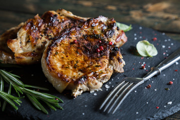 Fried pieces of pork