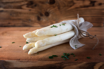 Bunch of fresh white asparagus