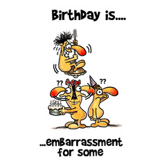 Man is embarrassed on his birthday and hiding 