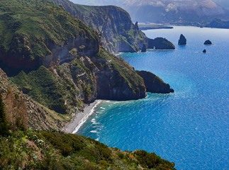 Quattrocchi seascape in Lipari, Aeolian islands, Sicily, Italy
