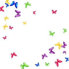 Summer Background with Colorful Butterflies. Simple Feminine Pattern for Card, Invitation, Print. Trendy Decoration with Beautiful Butterfly Silhouettes. Vector Background with Moth