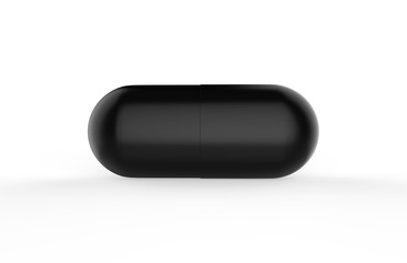 Black pill on isolated white background, 3d illustration