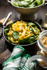 Spinach tagliatelle pasta
