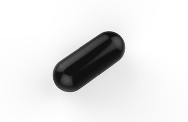 Black pill on isolated white background, 3d illustration