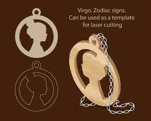 Virgo. Zodiac signs. Can be used as a template for laser cutting