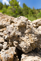Large rocks in the mountains as a background