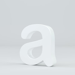 White small letter A on studio light background. 3d rendering.