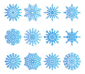 Snowflakes Icons Collection Vector Illustration