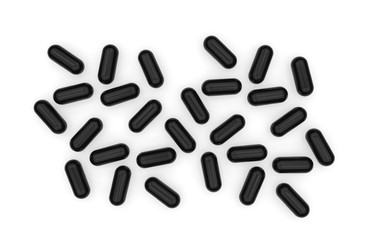 Black pill on isolated white background, 3d illustration