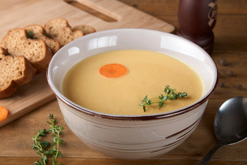 lunch chickpea bread Breakfast fried carrots organic, vegan and delicious soup