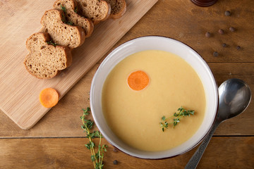 lunch chickpea bread Breakfast fried carrots organic, vegan and delicious soup
