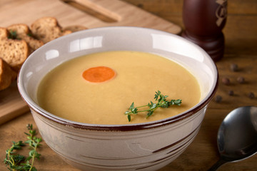 lunch chickpea bread Breakfast fried carrots organic, vegan and delicious soup