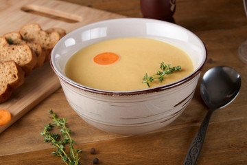 lunch chickpea bread Breakfast fried carrots organic, vegan and delicious soup