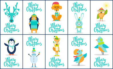 Merry Christmas Images Animal Vector Illustration