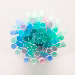 straws top view isolated 
