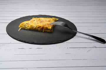 Homemade potato omelet with chorizo ​​- Spanish traditional dish