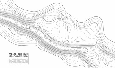 Topographic map contour background. Topo map with elevation. Contour map vector. Geographic World Topography map grid abstract vector illustration . Mountain hiking trail line map design .
