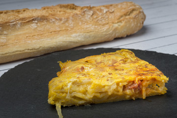 Homemade potato omelet with chorizo ​​- Spanish traditional dish