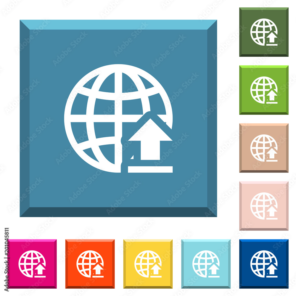 Poster upload to internet white icons on edged square buttons