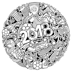 Cartoon cute doodles hand drawn 2018 Football illustration