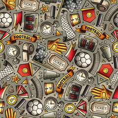 Cartoon hand-drawn Soccer seamless pattern