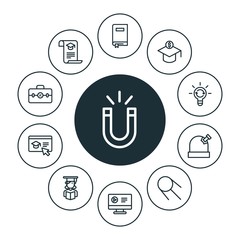 science, education Infographic Circle outline Icons Set. Contains such Icons as concept,  financial, stipend,  internet,  investment,  scholarship, computer and more. ..Fully Editable. Pixel Perfect..
