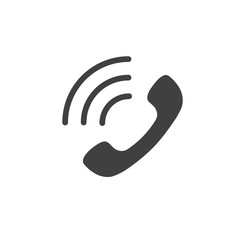 Phone icon in flat style isolated on white background. Making a phone call sign. Handset with waves. Telephone symbol.
