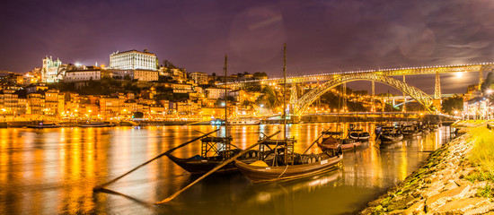 Oporto river and bridge with boats