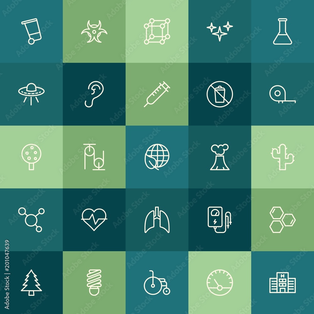 Poster modern simple set of health, science, nature vector outline icons. ..contains such icons as environm