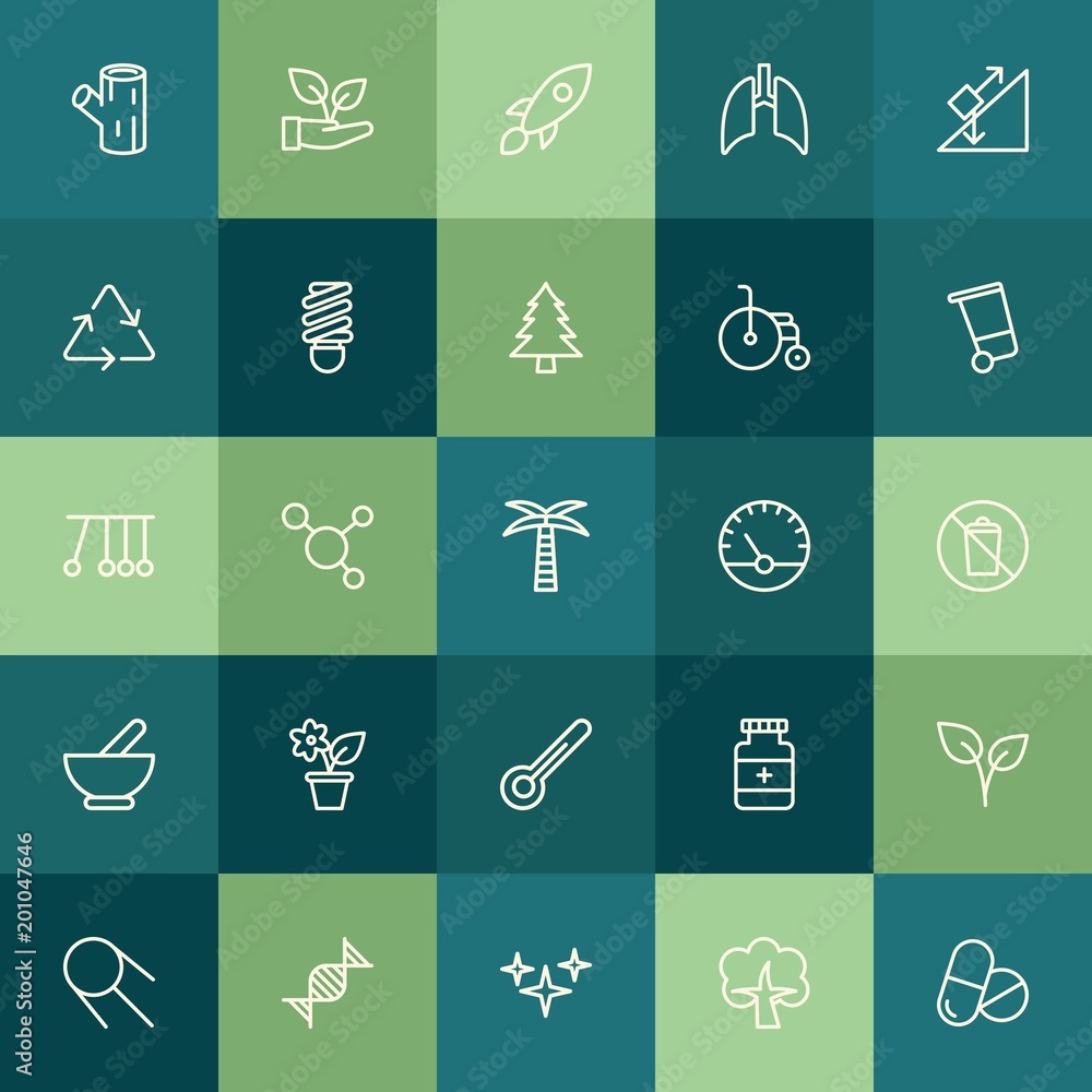 Poster modern simple set of health, science, nature vector outline icons. ..contains such icons as dna, sum