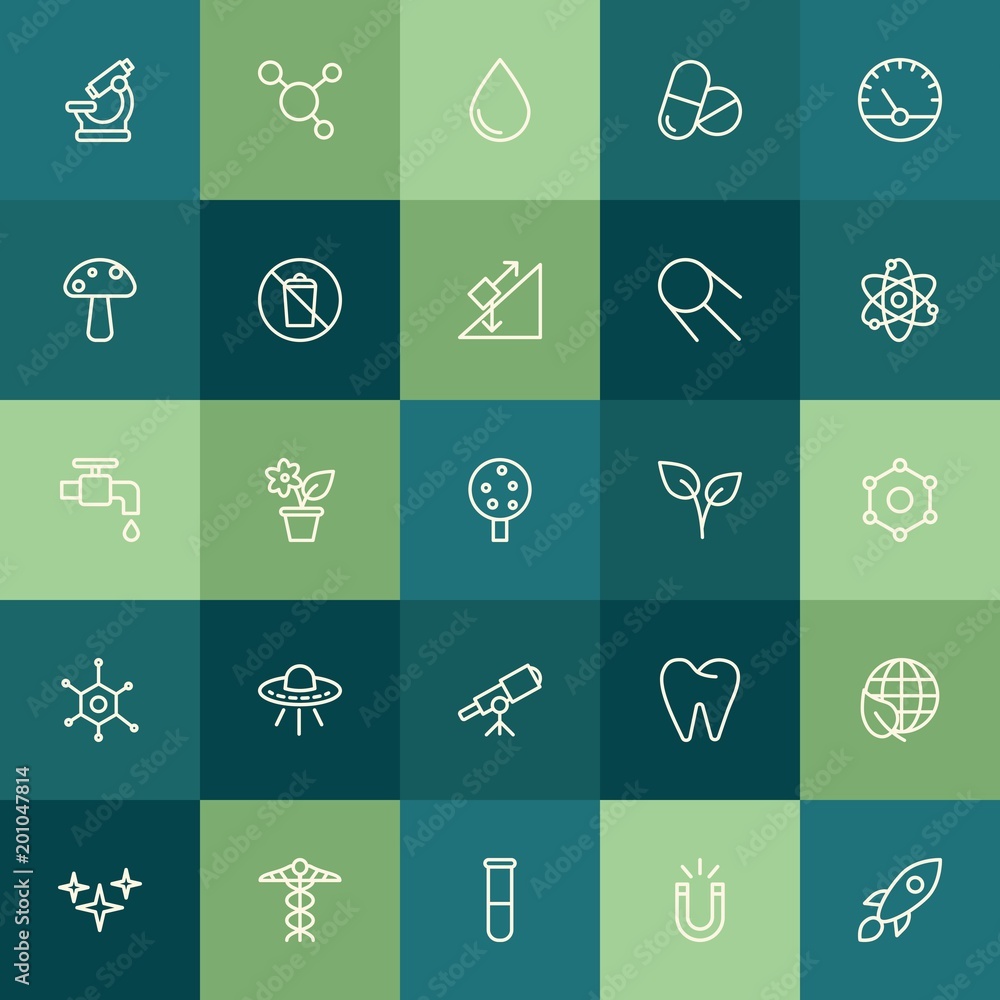 Poster modern simple set of health, science, nature vector outline icons. ..contains such icons as rocket, 