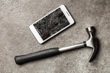 Smartphone with broken screen