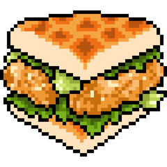 vector pixel art waffle sandwich