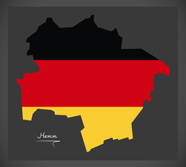 Hamm map with German national flag illustration