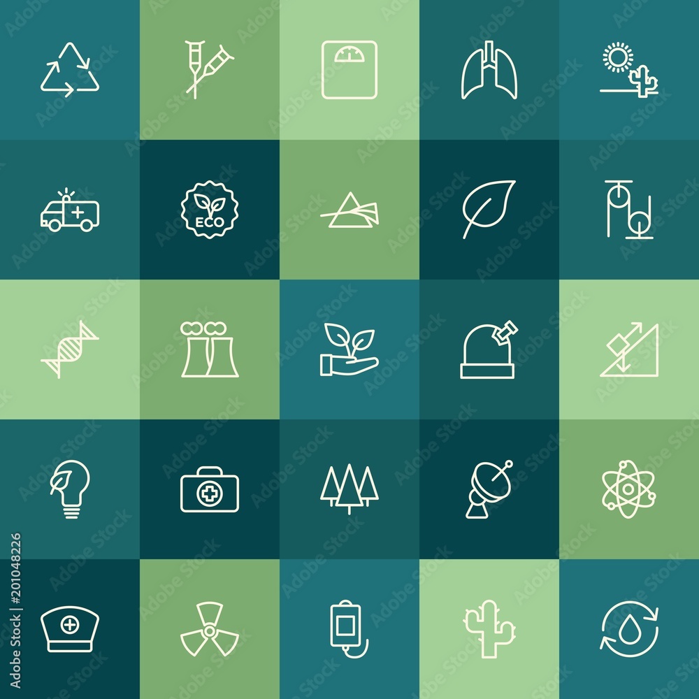 Poster modern simple set of health, science, nature vector outline icons. ..contains such icons as isolated