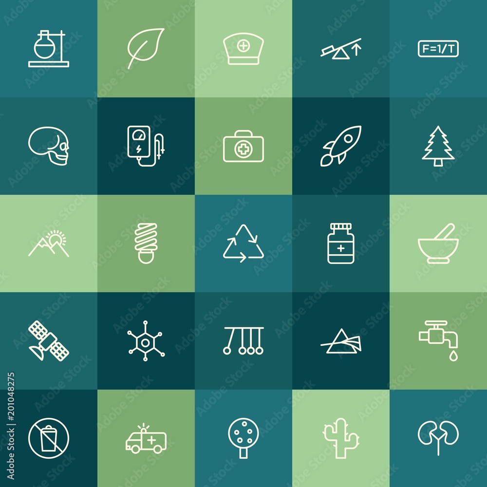 Poster modern simple set of health, science, nature vector outline icons. ..contains such icons as chemistr