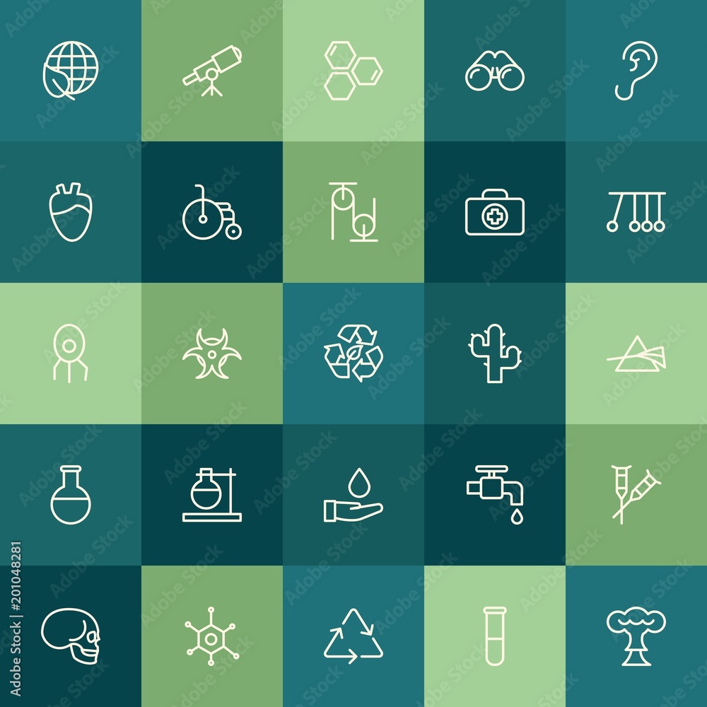 Poster modern simple set of health, science, nature vector outline icons. ..contains such icons as reaction