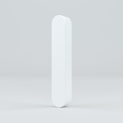White small letter L on studio light background. 3d rendering.