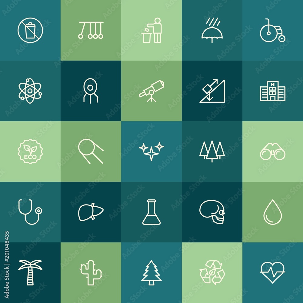 Poster modern simple set of health, science, nature vector outline icons. ..contains such icons as sign, he