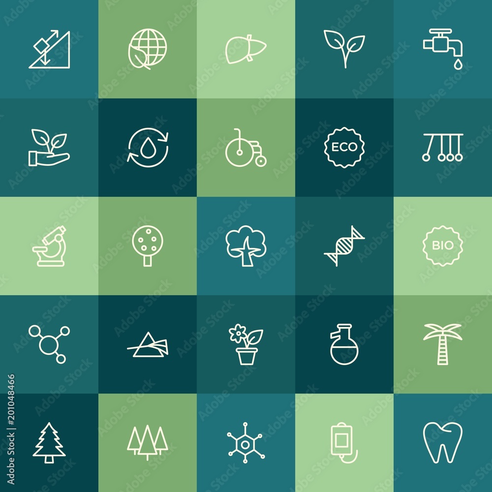 Poster modern simple set of health, science, nature vector outline icons. ..contains such icons as water, h